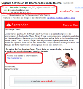 Email Falso del Banco Santander