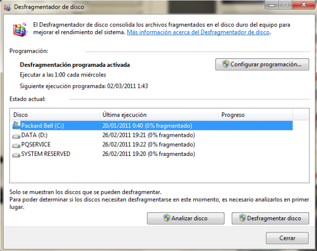 desfragmentador de disco