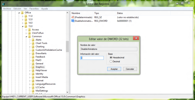 Quitar las animaciones de Microsoft Office 2013