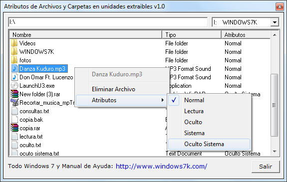 atributos en unidades extraibles